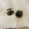 Vintage Early Zuni Sterling Silver Channel Inlaid Turquoise Flower Cufflinks/ - Image 2
