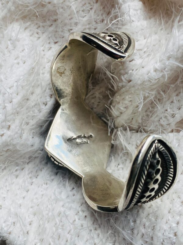 Navajo Terry Martinez Signed Sterling Silver Persian Turquoise Size 6.25-7 Cuff Bracelet/ - Image 4