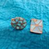 Vintage Early Zuni Sterling Silver Channel Inlaid Turquoise Cufflinks/