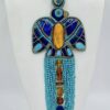 Zuni Jovanna Poblano Signed Beaded Turquoise Amber Lapis Lazuli Elaborate Thunderbird Necklace/