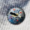 Zuni Vintage Dennis Edaakie Signed 1960s Sterling Silver Tortoise Shell Bird Flowers & Leaves Pin Brooch/
