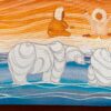 Anishinaabe Markus Houston Signed Playing in the North Acrylic on Canvas Painting/ - Image 3