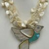 Zuni Jovanna Poblano Signed Beaded Bird in Flight Necklace with Gold Lip Mother of Pearl/ - Image 4