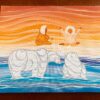 Anishinaabe Markus Houston Signed Playing in the North Acrylic on Canvas Painting/
