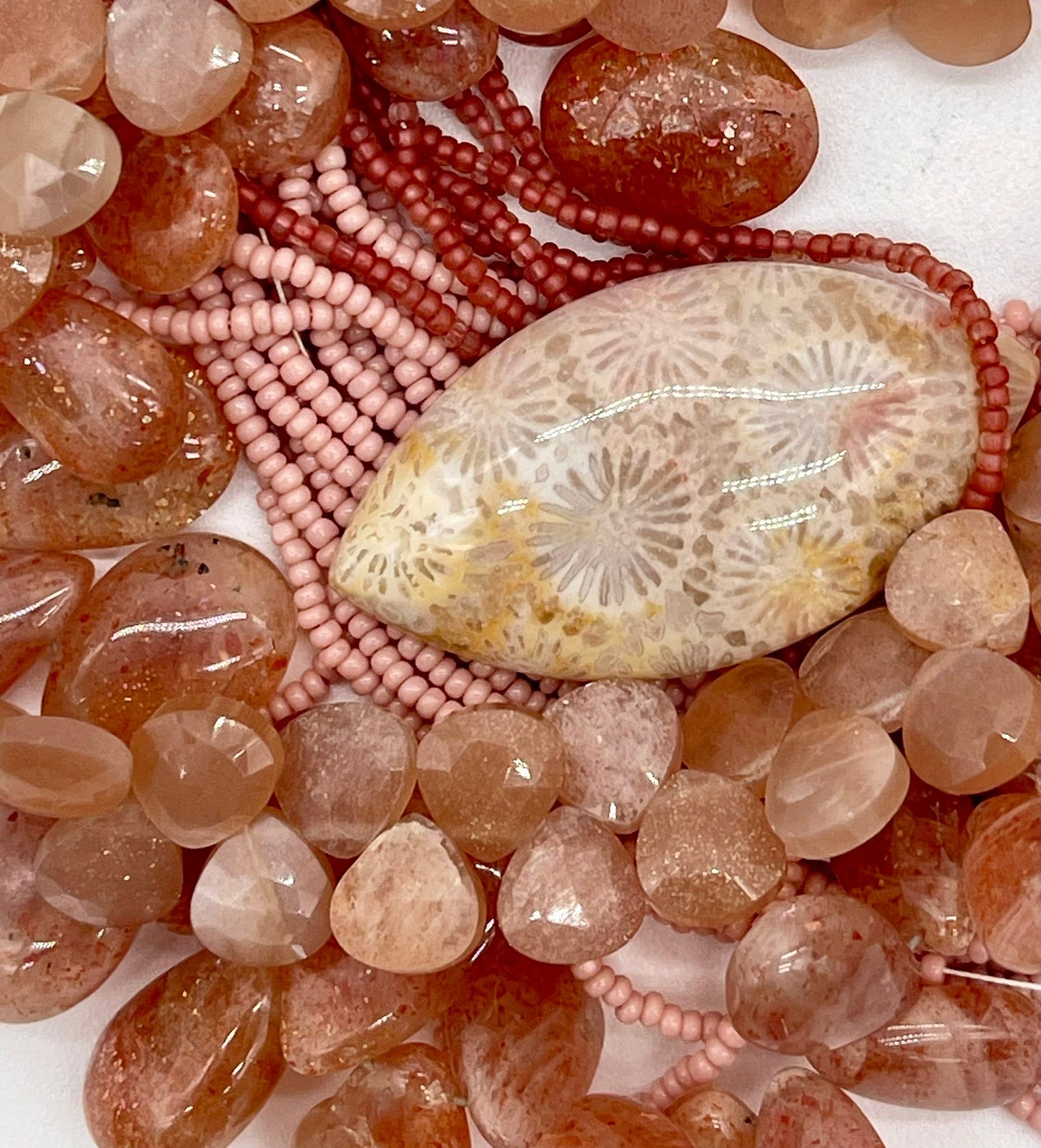 Zuni Jovanna Poblano Signed Beaded Moonstone & Sunstone Necklace 48/ - Image 5