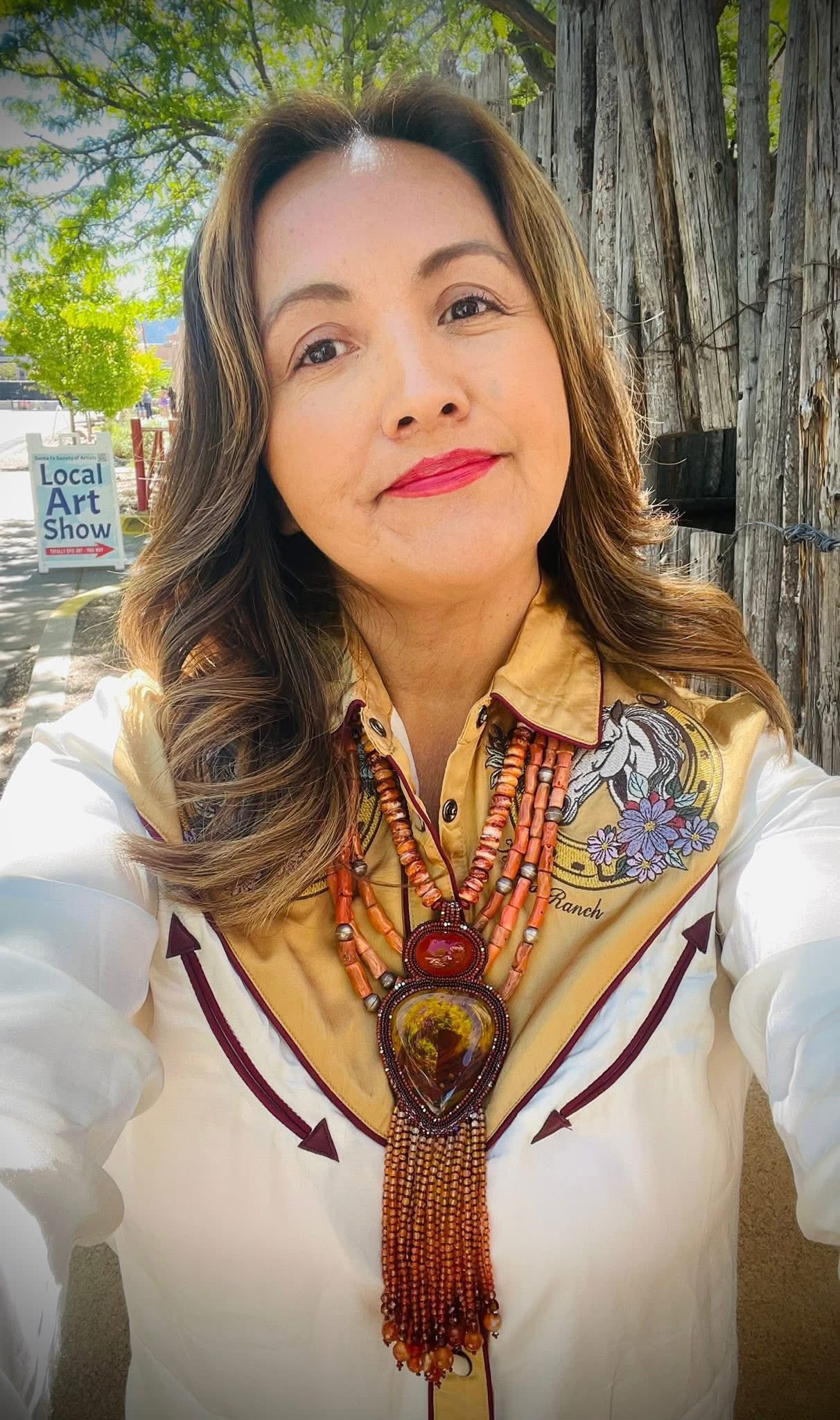 Zuni Jovanna Poblano Signed Beaded Bloodstone Jasper & Ombré Hesonite, Carnelian Necklace 45/ - Image 2