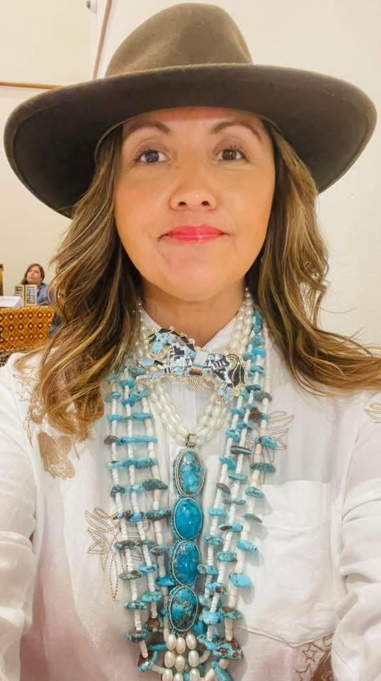 Zuni Jovanna Poblano Signed Beaded Natural Persian Turquoise & Pearls Lariat Necklace 41/ - Image 3